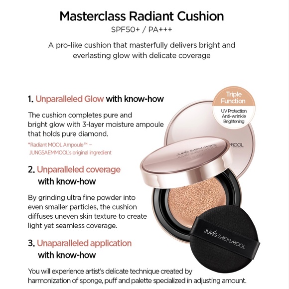1 cushion + 2 refills! JUNG SAEM MOOL Masterclass Radiant Korean Cushion SPF50+ - Picture 6 of 6